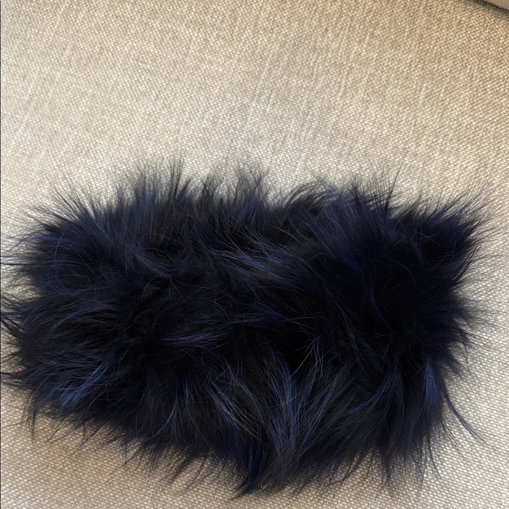 Adrienne Landau Dark Navy Real Fox Fur Head Band